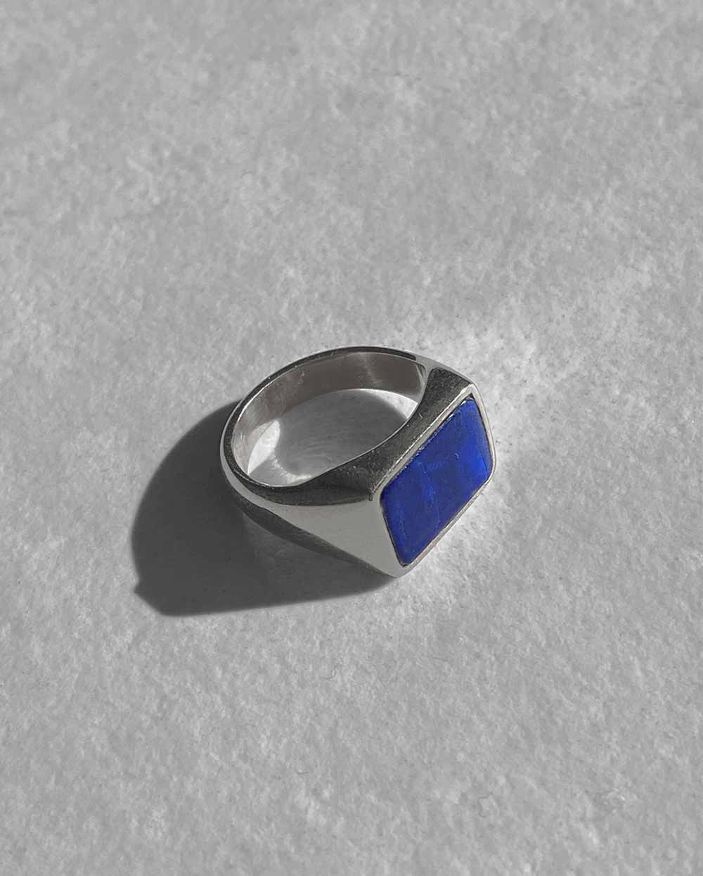 Rectangle Lapis Lazuli Signet Ring - Size 5.5