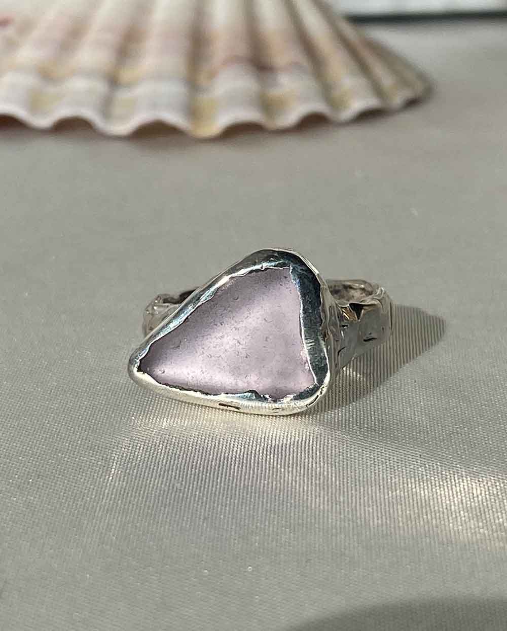 Lavender Sea GlassRing - Size 7 1/4