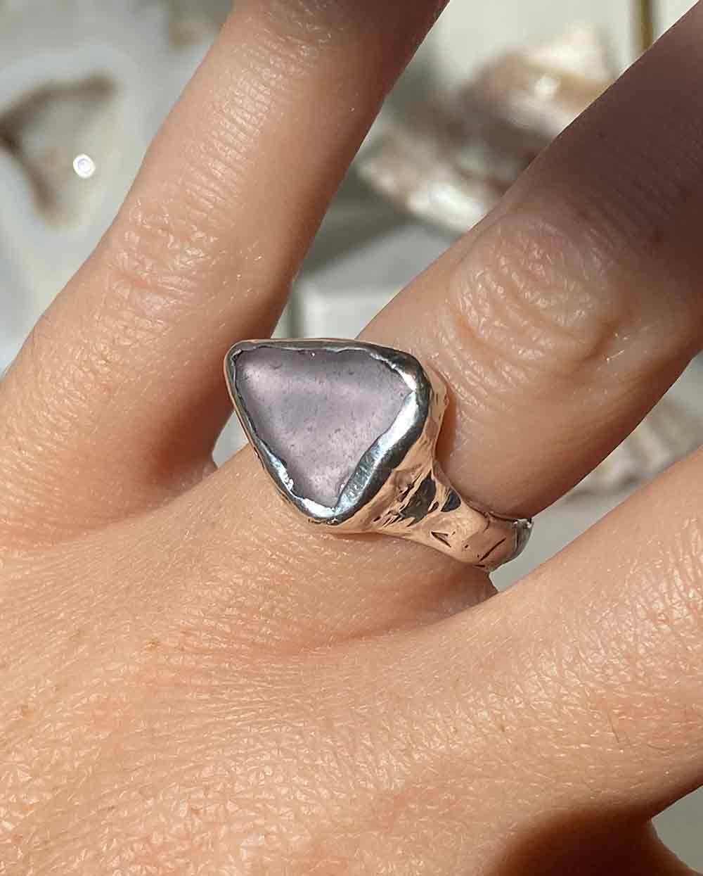 Lavender Sea GlassRing - Size 7 1/4