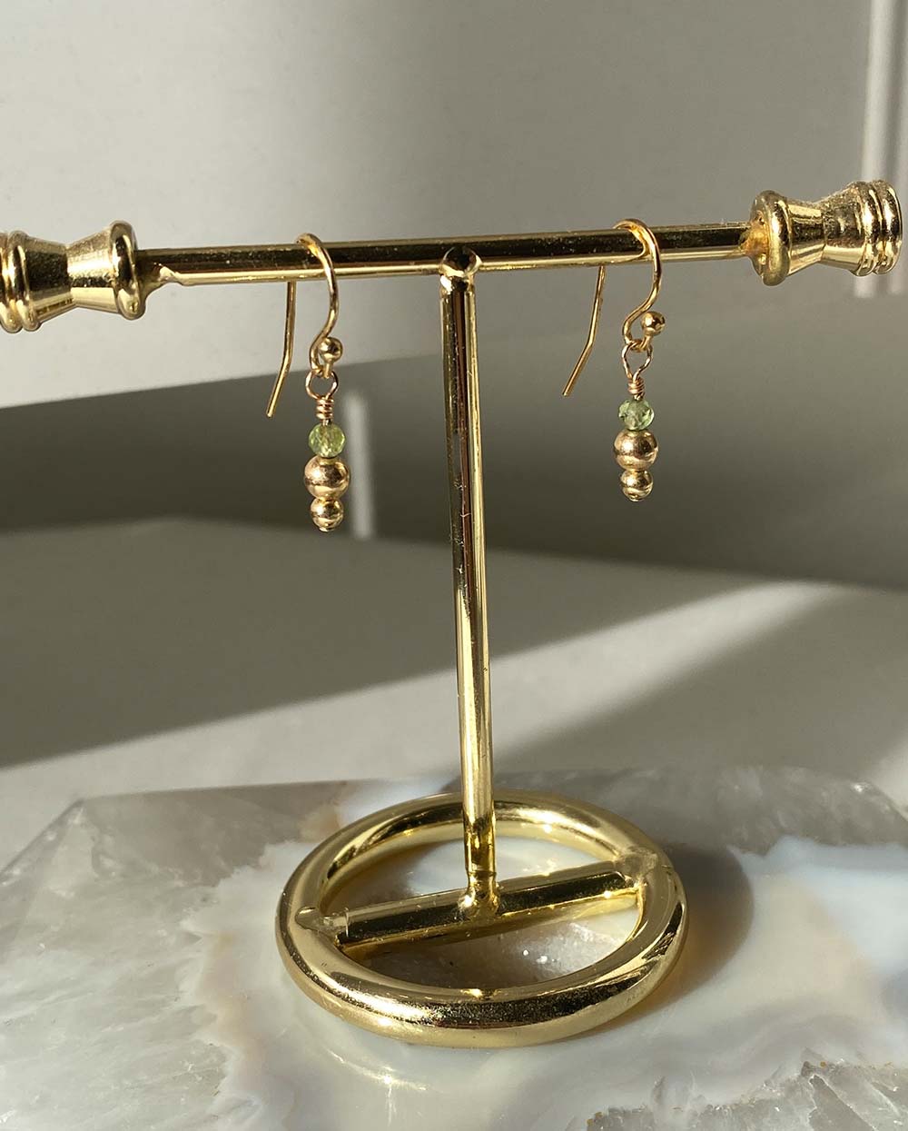 Mini Gemstone Drop Earrings 14K Gold Filled