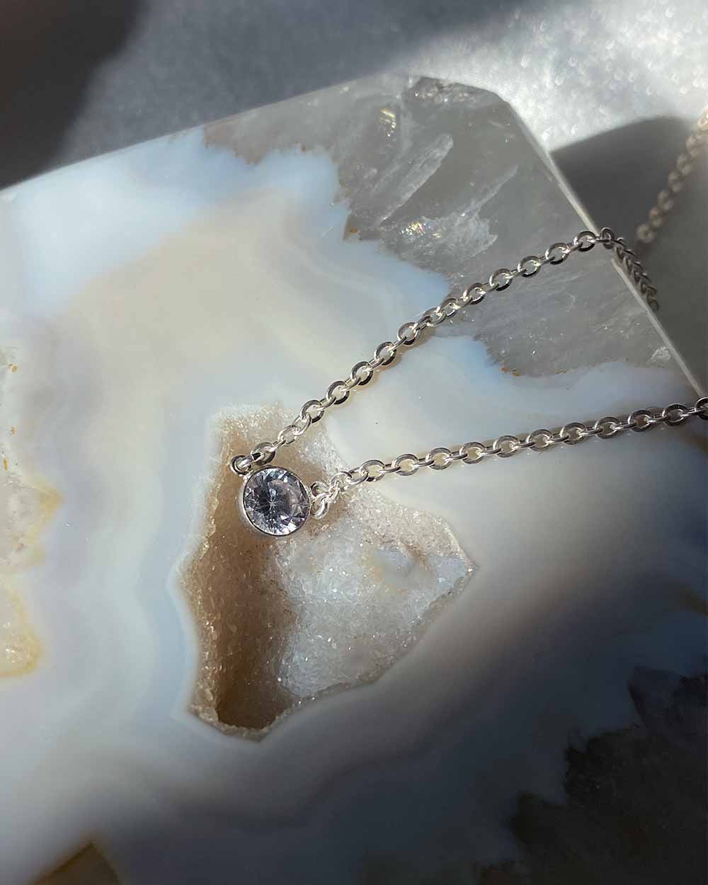 Purity Tiny Crystal Necklace Sterling Silver