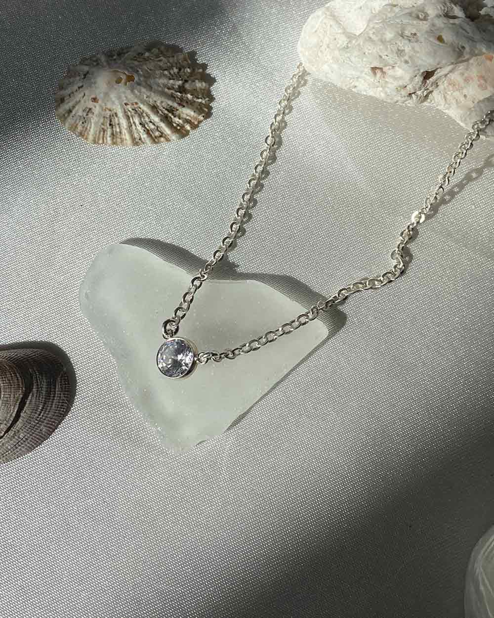 Purity Tiny Crystal Necklace Sterling Silver