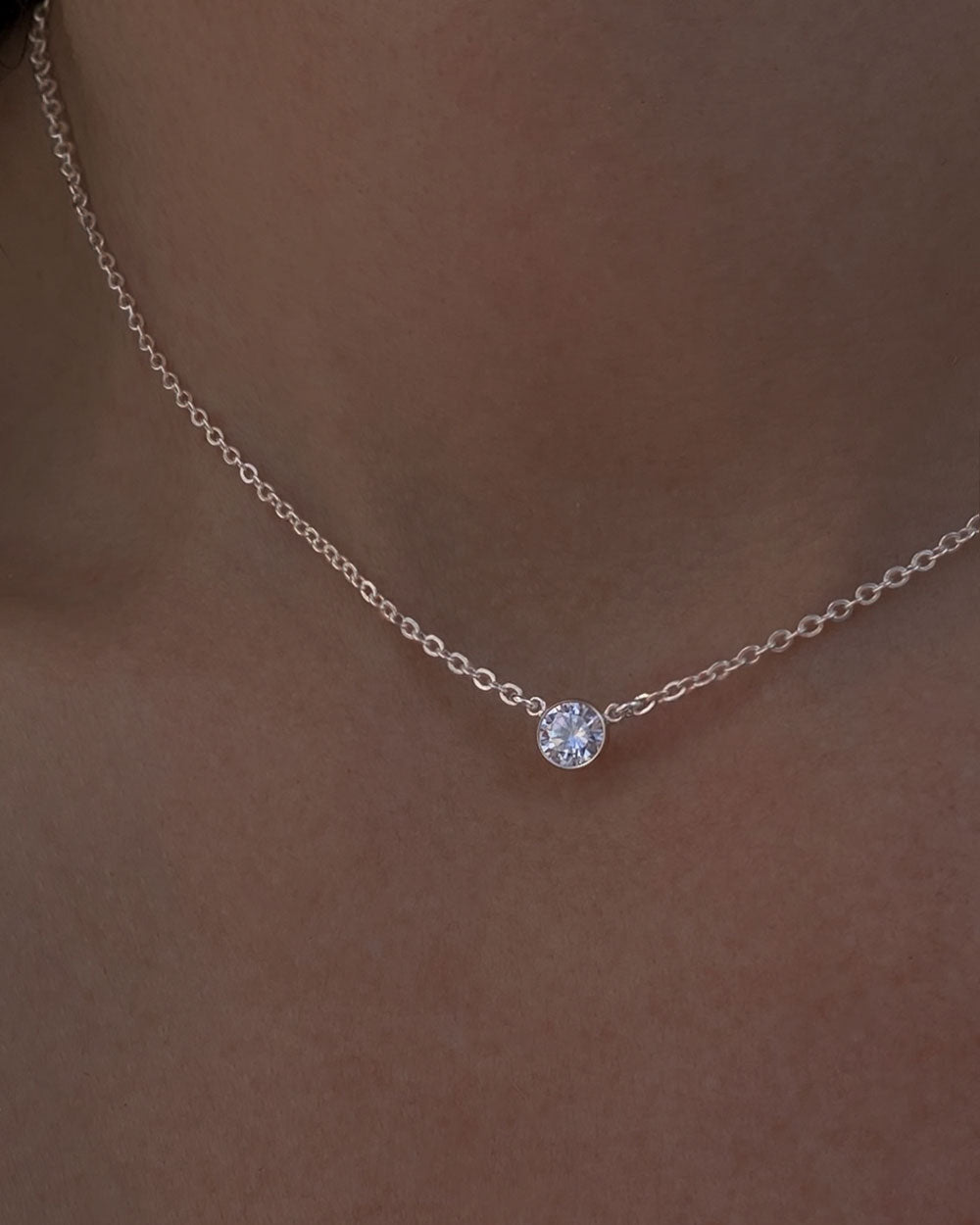 Purity Tiny Crystal Necklace Sterling Silver