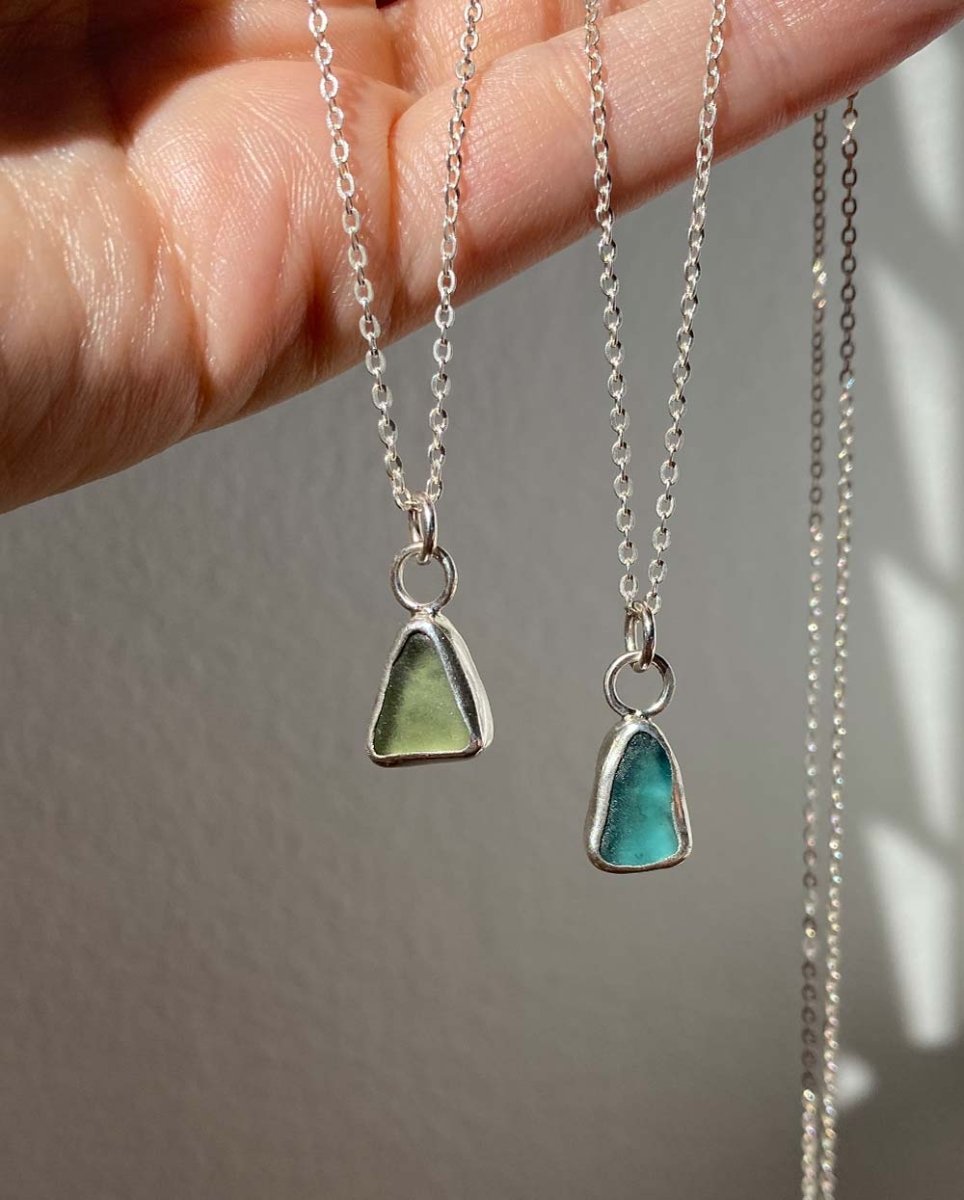 Aqua Blue Sea Glass NecklaceSea Glass NecklaceReady - To - ShipAngela Wozniak Jewellery