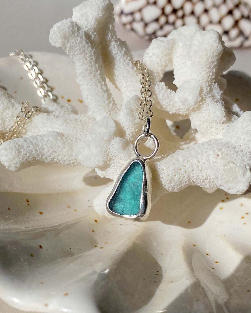 Aqua Blue Sea Glass NecklaceSea Glass NecklaceReady - To - ShipAngela Wozniak Jewellery