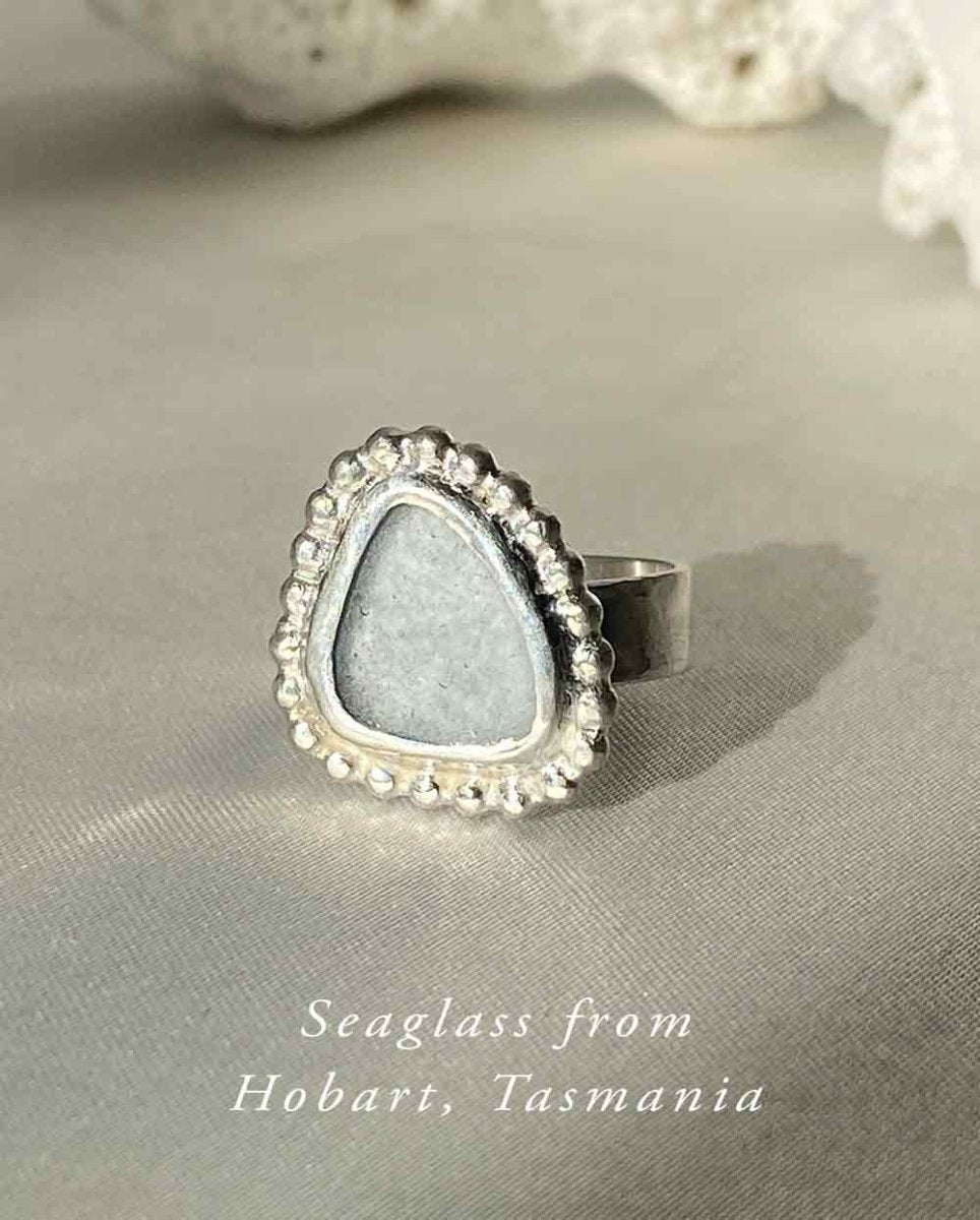 Aquamarine Sea Glass Ring - Size 6Sea Glass RingSterling SilverAngela Wozniak Jewellery