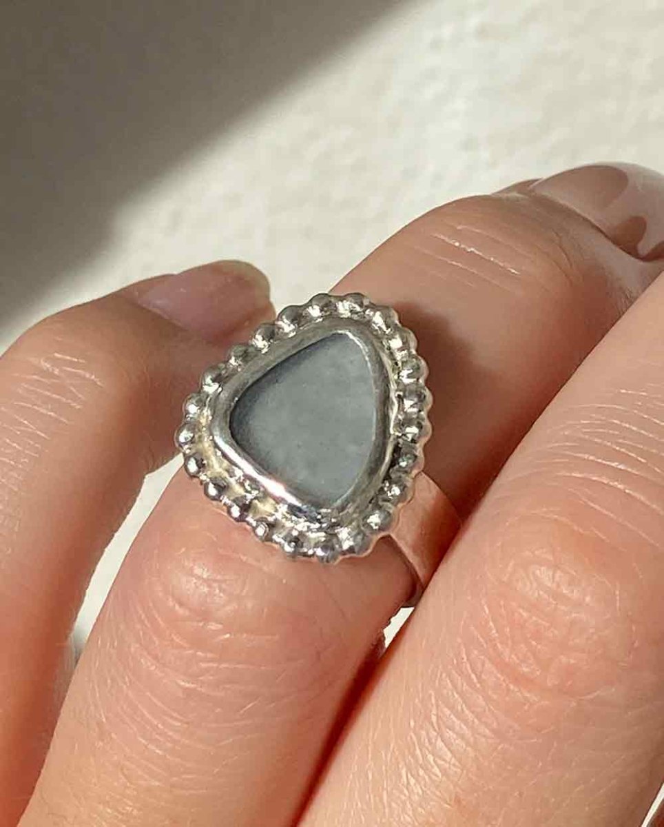 Aquamarine Sea Glass Ring - Size 6Sea Glass RingSterling SilverAngela Wozniak Jewellery
