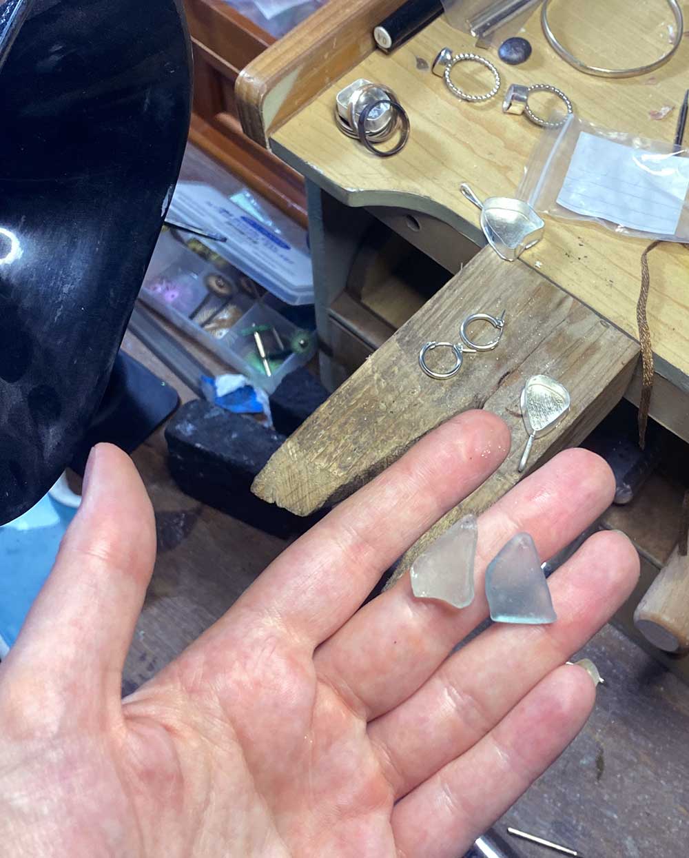 Coastal Breeze Seafoam Sea Glass Dangle Earrings