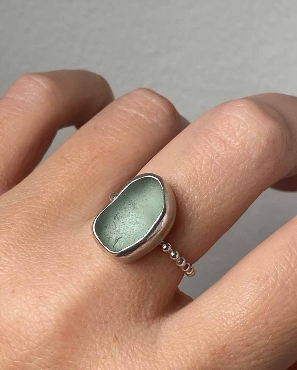 Bean Seafoam Sea Glass Ring - Size 7 1/2RingsReady - To - ShipAngela Wozniak Jewellery