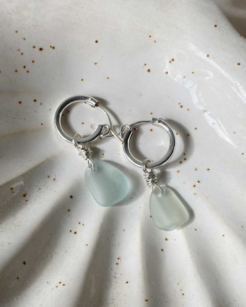 Coastal Breeze Seafoam Sea Glass Dangle EarringsEarringsMade - To - OrderAngela Wozniak Jewellery