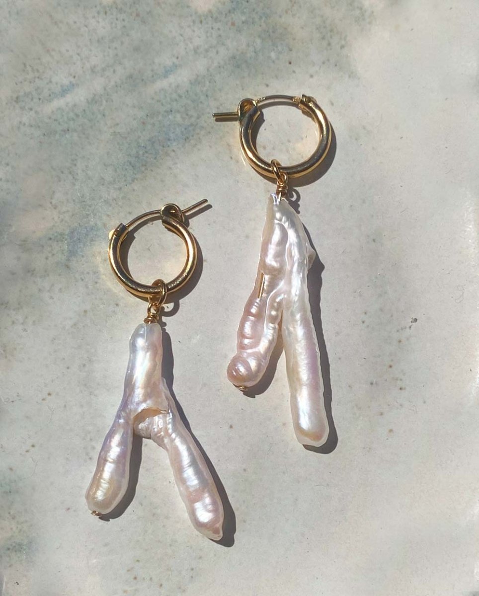 Coral Baroque Pearl EarringsHoop Earrings14K Gold FilledAngela Wozniak Jewellery