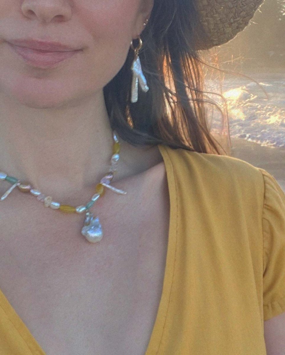 Coral Baroque Pearl EarringsHoop Earrings14K Gold FilledAngela Wozniak Jewellery