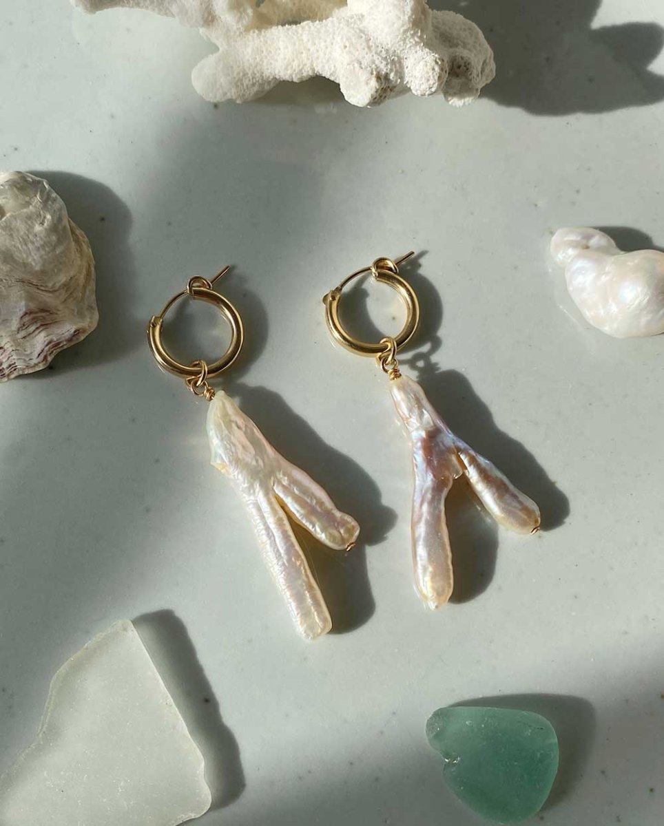 Coral Baroque Pearl EarringsHoop Earrings14K Gold FilledAngela Wozniak Jewellery