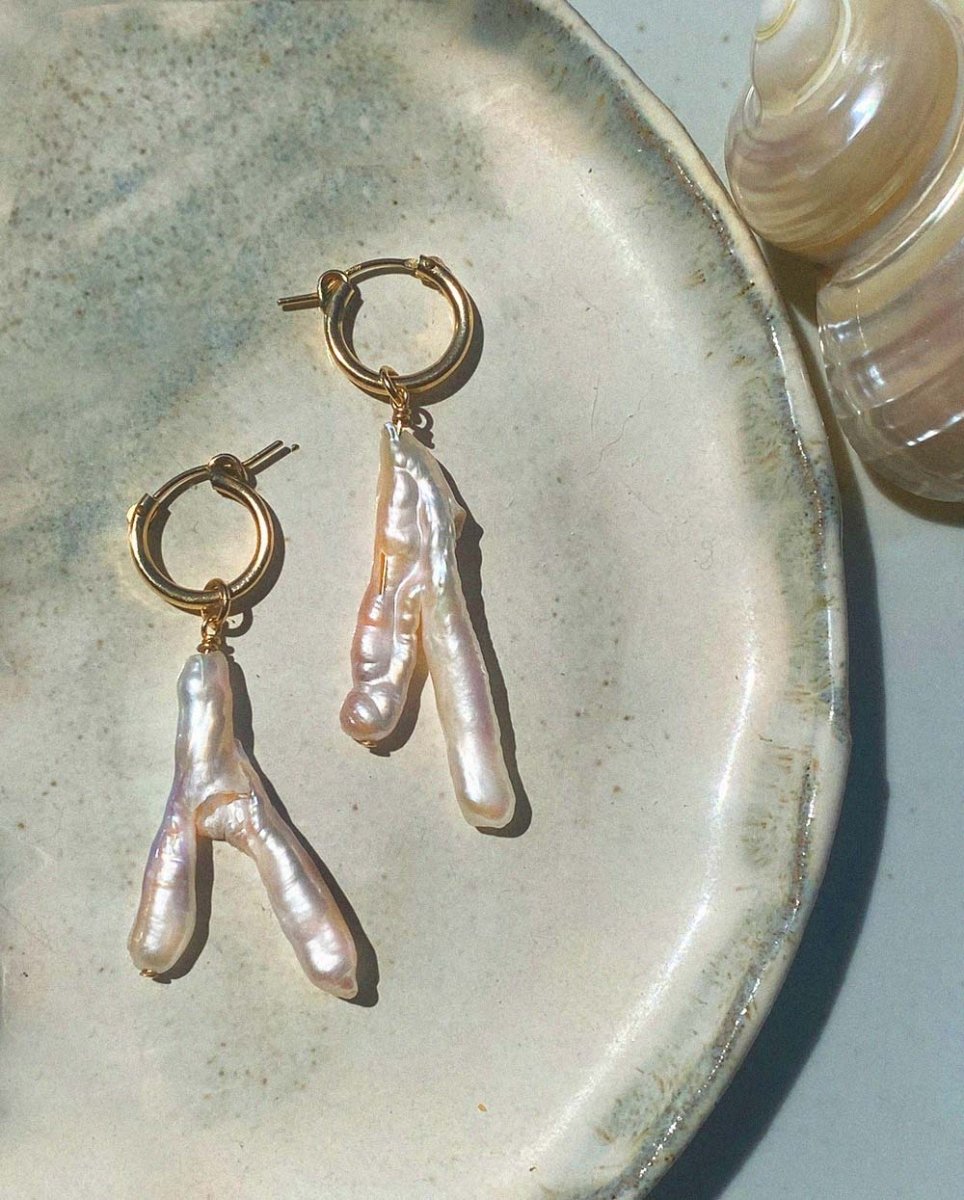 Coral Baroque Pearl EarringsHoop Earrings14K Gold FilledAngela Wozniak Jewellery