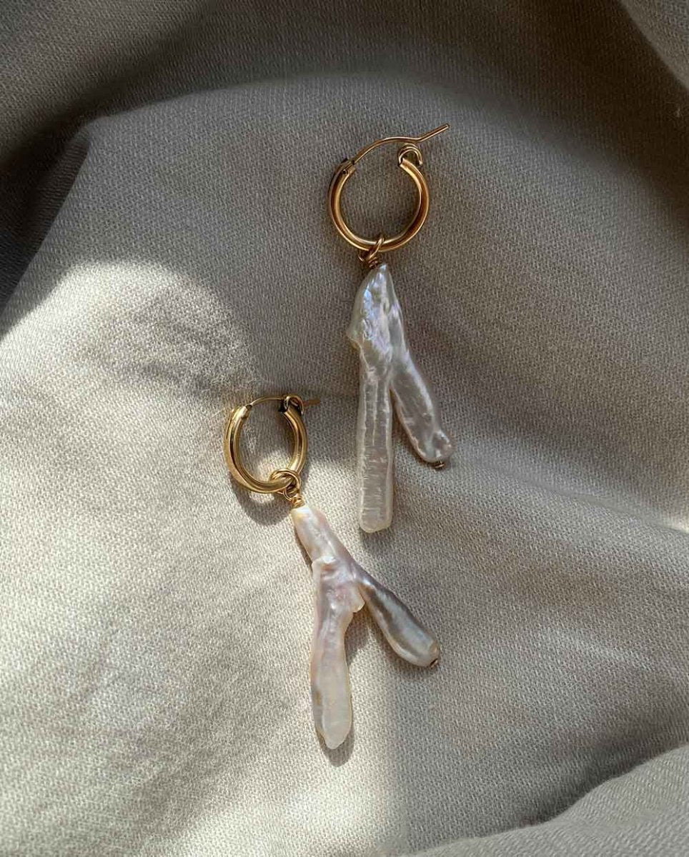 Coral Baroque Pearl EarringsHoop Earrings14K Gold FilledAngela Wozniak Jewellery