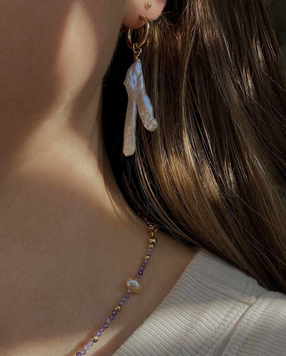 Coral Baroque Pearl EarringsHoop Earrings14K Gold FilledAngela Wozniak Jewellery