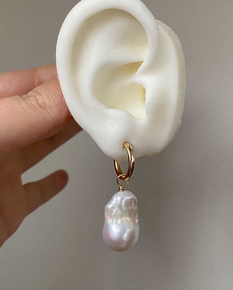 Flame Ball Pearl EarringsHoop Earrings14K Gold FilledAngela Wozniak Jewellery