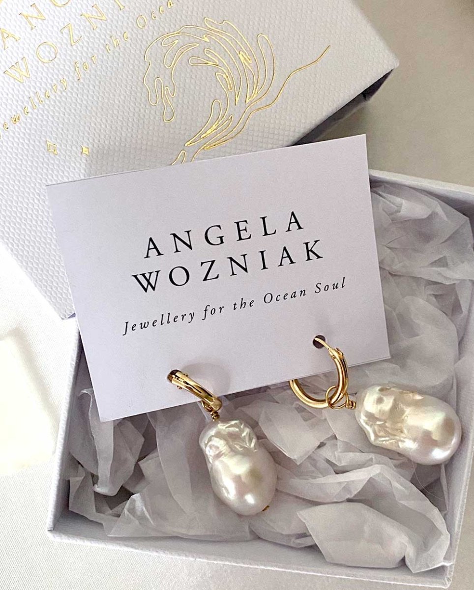 Flame Ball Pearl EarringsHoop Earrings14K Gold FilledAngela Wozniak Jewellery