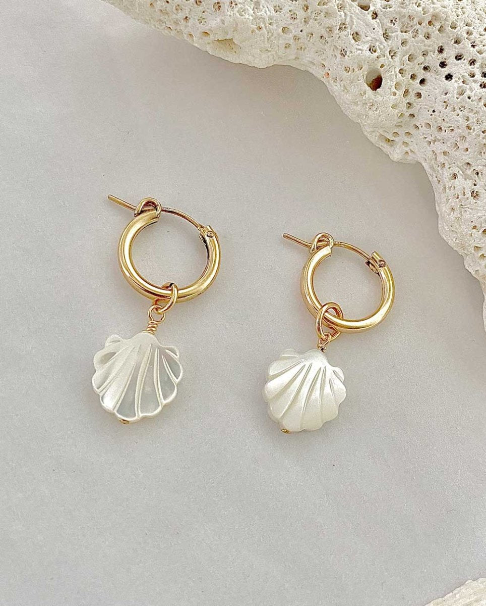 Francesca Mother of Pearl Charm HoopsEarrings14k Gold FilledAngela Wozniak Jewellery