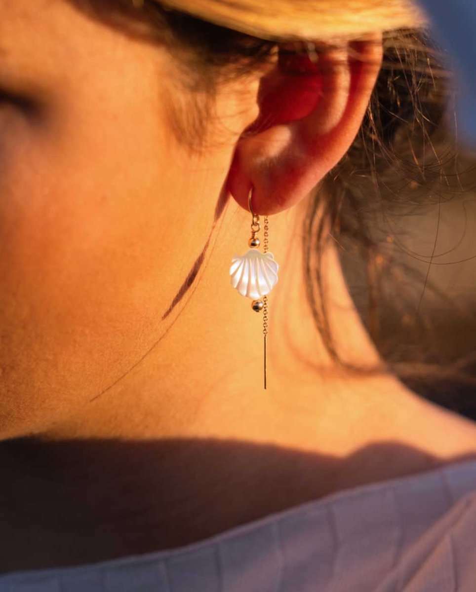 Francesca Mother of Pearl Threader EarringsEarrings14k Gold FilledAngela Wozniak Jewellery