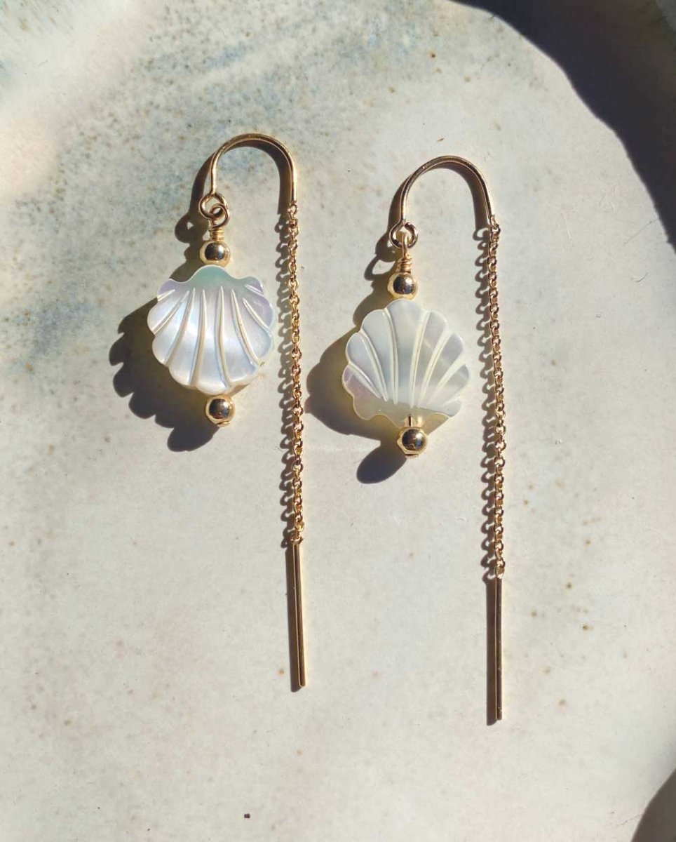 Francesca Mother of Pearl Threader EarringsEarrings14k Gold FilledAngela Wozniak Jewellery