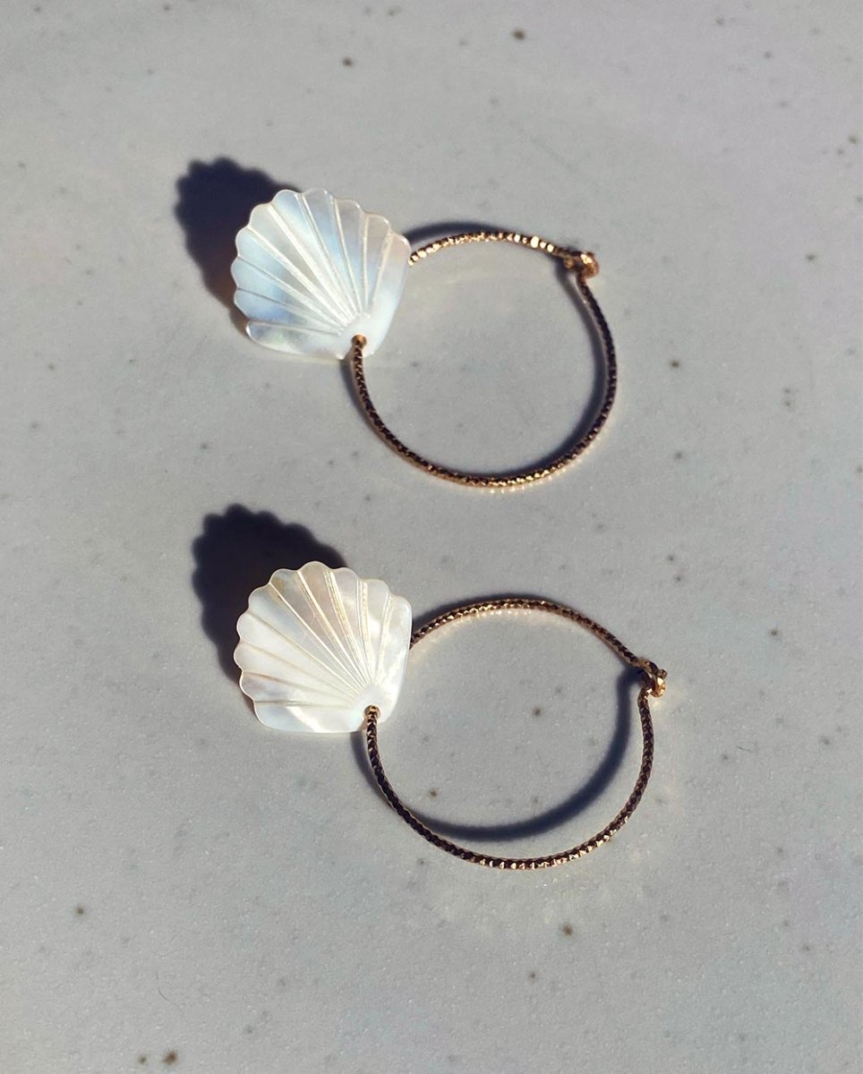 Lola Mother of Pearl Sparkle HoopsOcean Opulence14k Gold FilledAngela Wozniak Jewellery