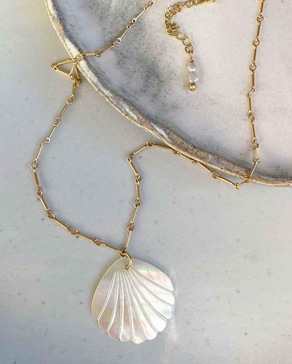 Oasis Mother of Pearl Bar Chain NecklaceOcean Opulence14k Gold FilledAngela Wozniak Jewellery