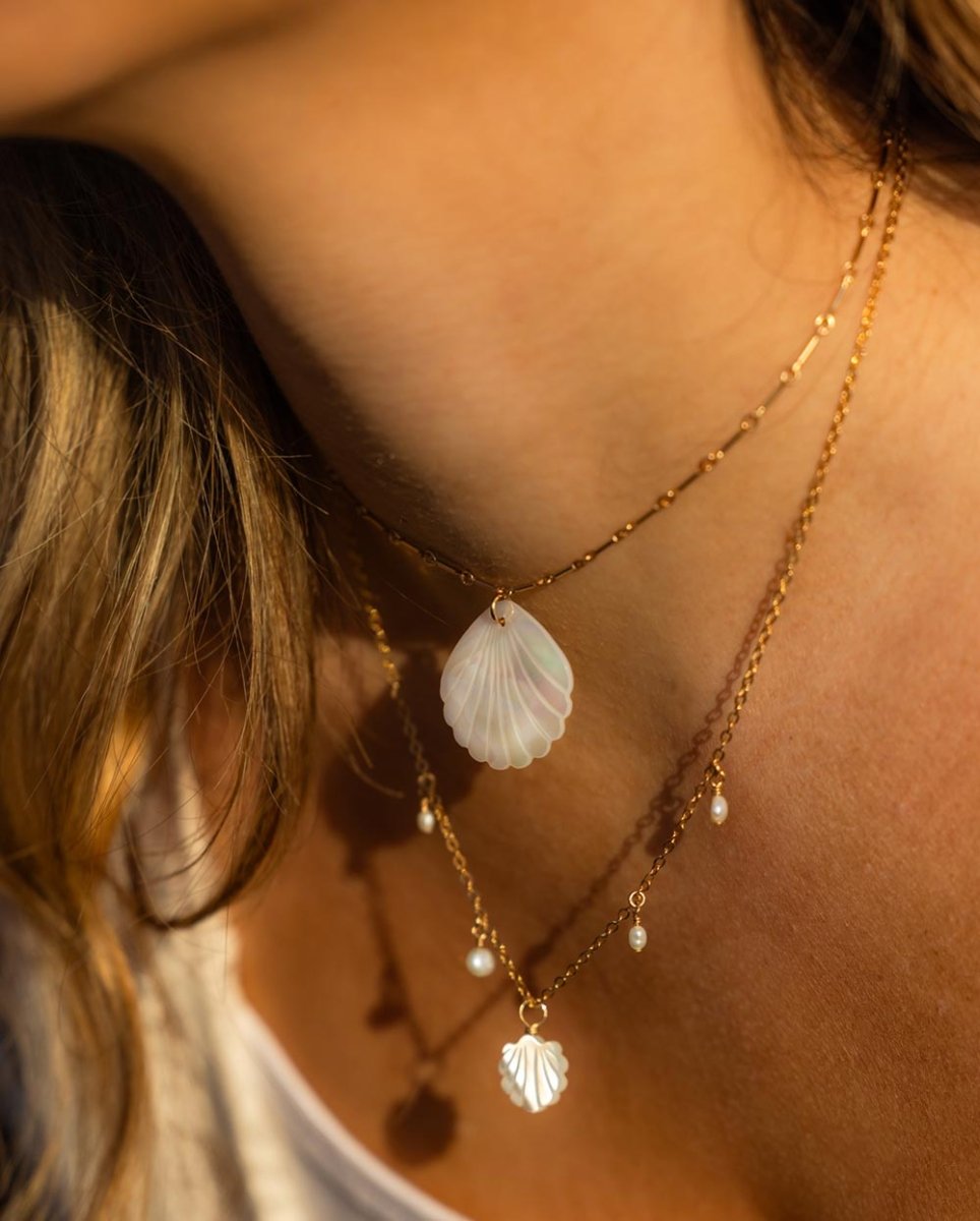 Oasis Mother of Pearl Bar Chain NecklaceOcean Opulence14k Gold FilledAngela Wozniak Jewellery