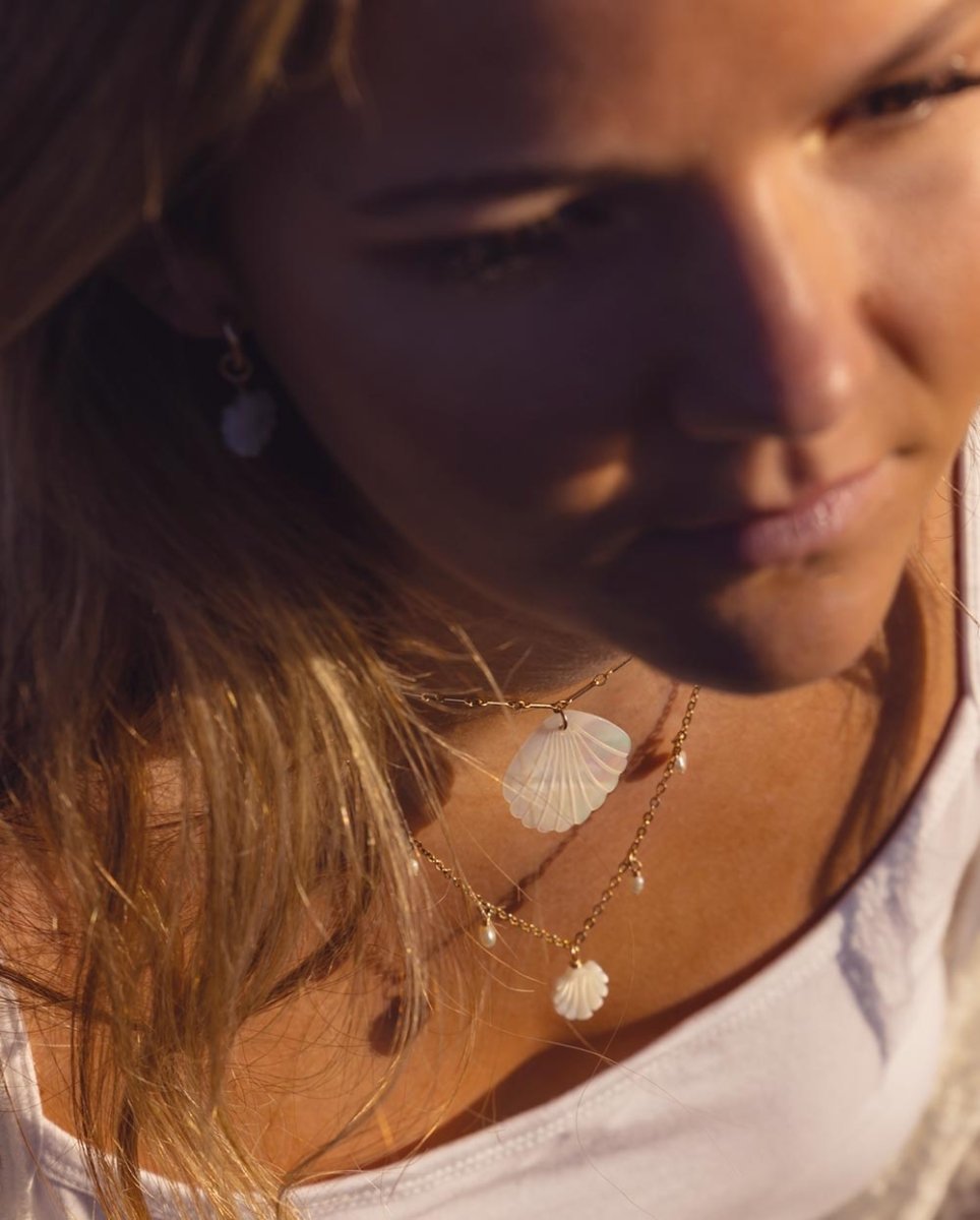 Oasis Mother of Pearl Bar Chain NecklaceOcean Opulence14k Gold FilledAngela Wozniak Jewellery