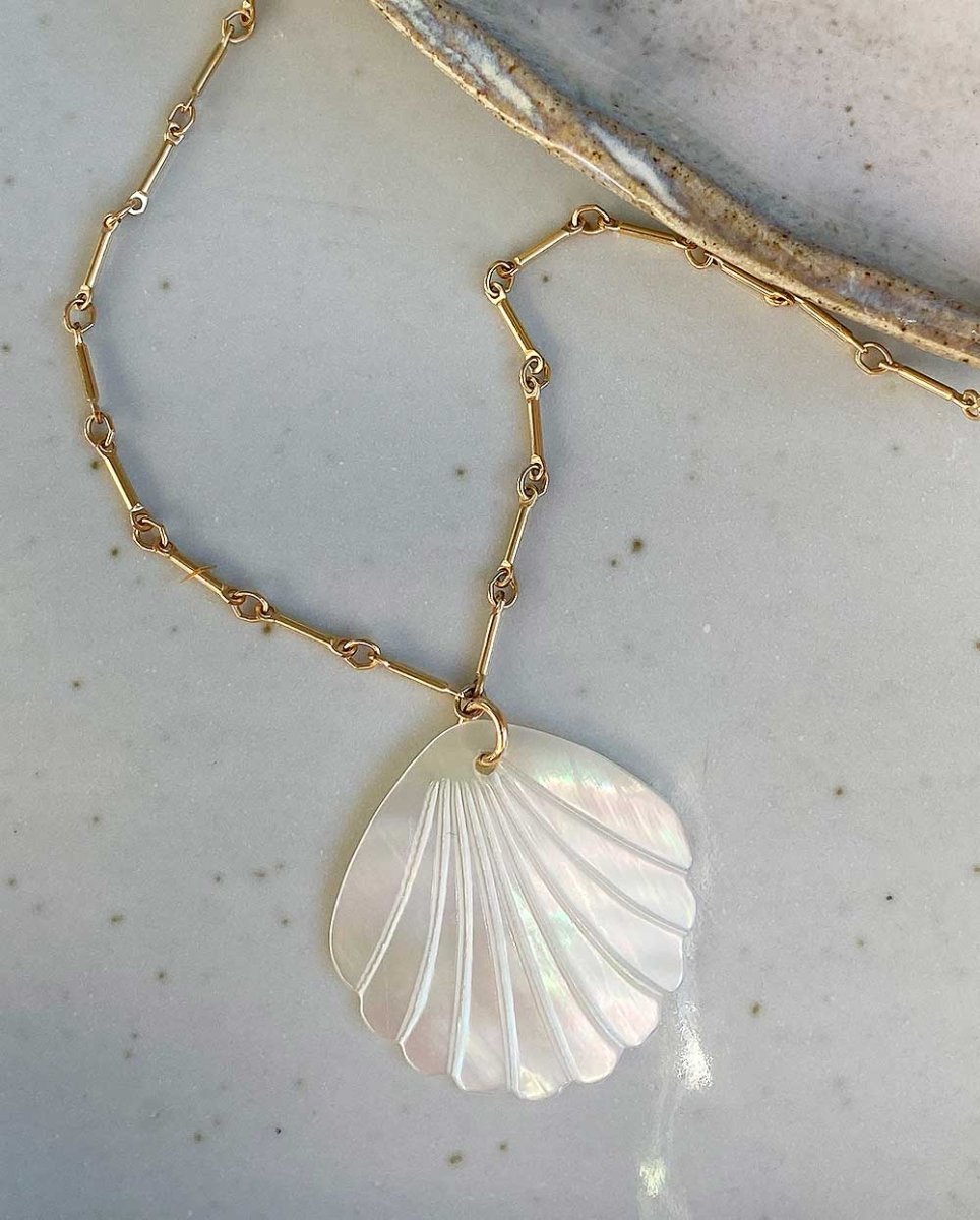 Oasis Mother of Pearl Bar Chain NecklaceOcean Opulence14k Gold FilledAngela Wozniak Jewellery