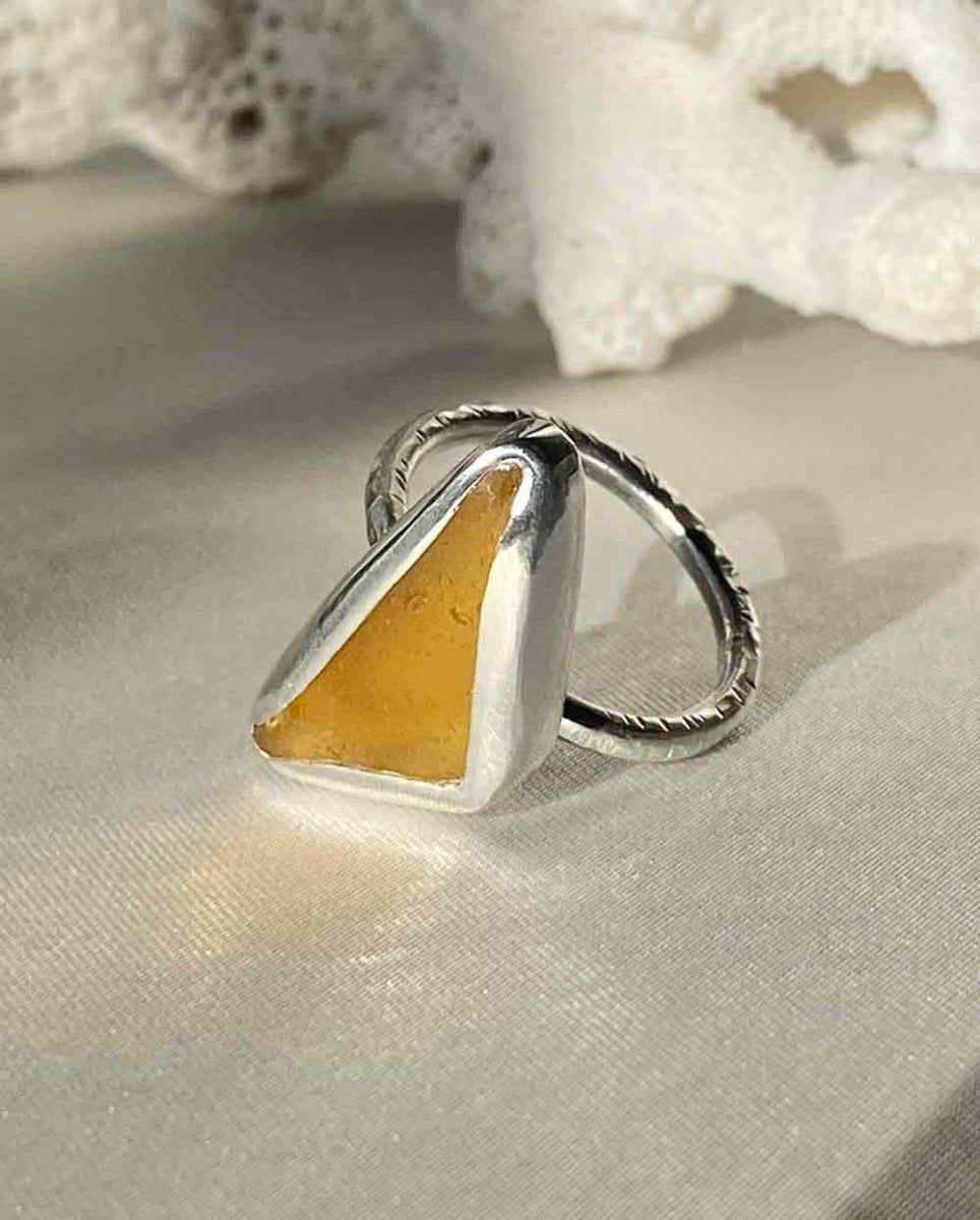Orange Sea Glass Ring - Size 6Sea Glass RingSterling SilverAngela Wozniak Jewellery