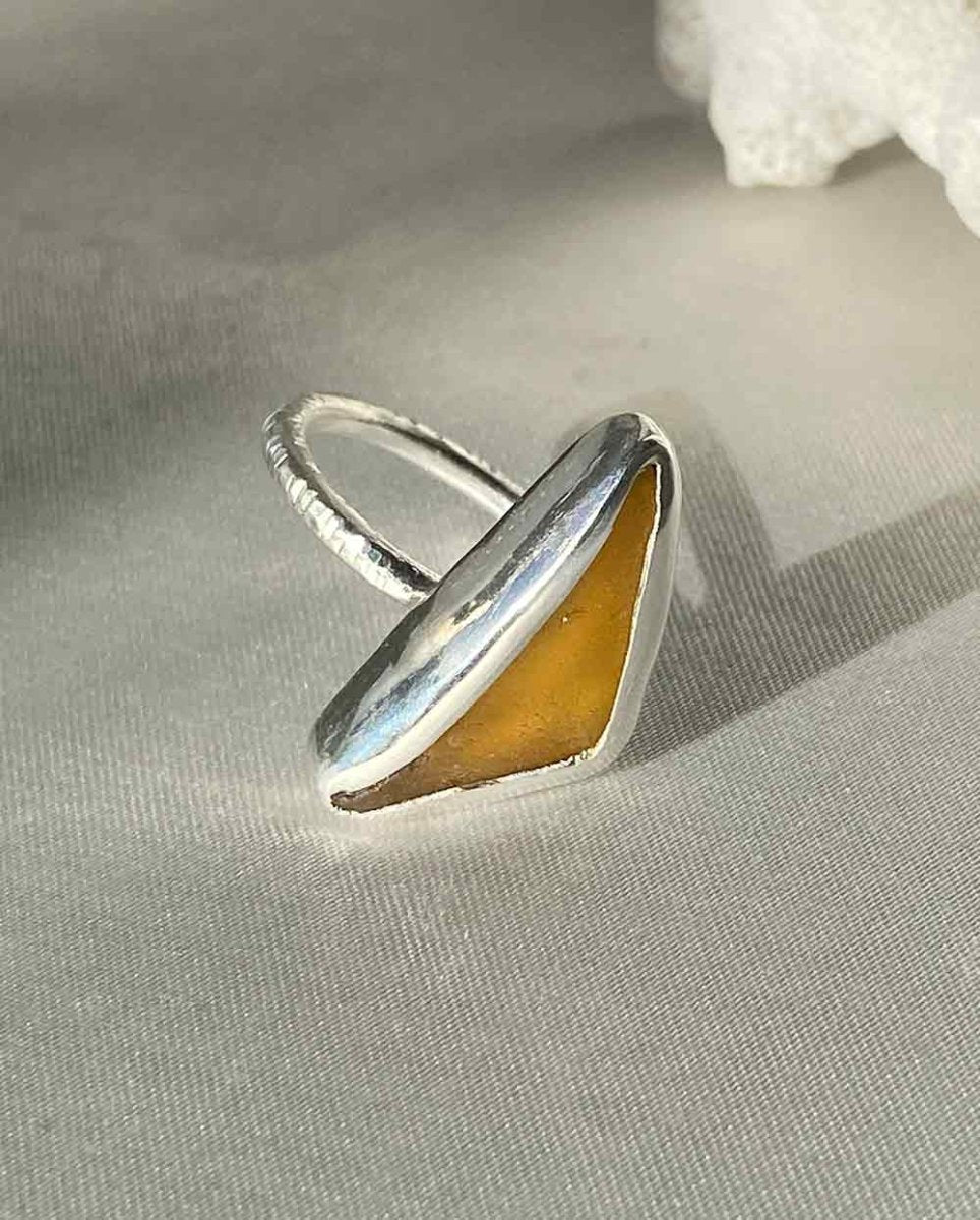 Orange Sea Glass Ring - Size 6Sea Glass RingSterling SilverAngela Wozniak Jewellery
