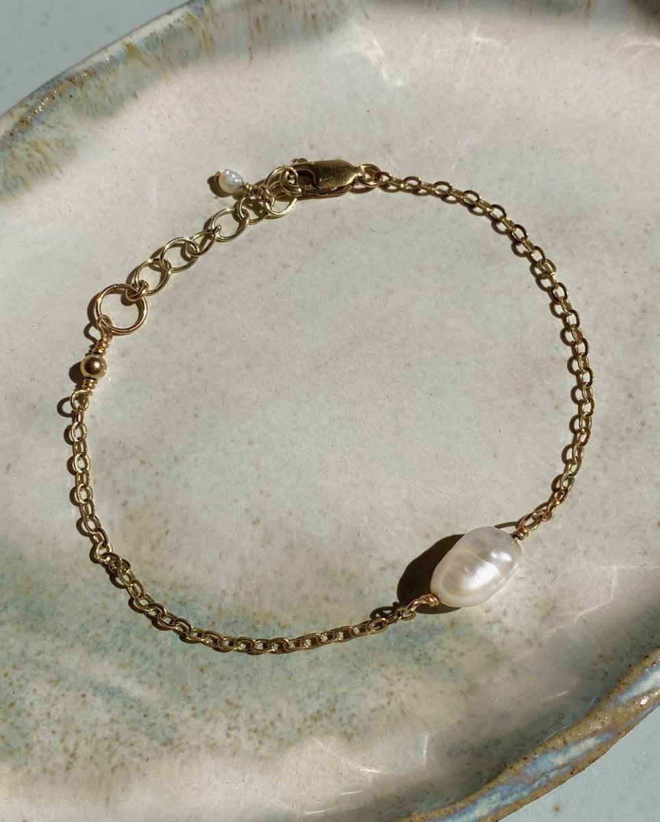 Pearl bracelet chain style handmade jewellery by Angela Wozniak Jewellery