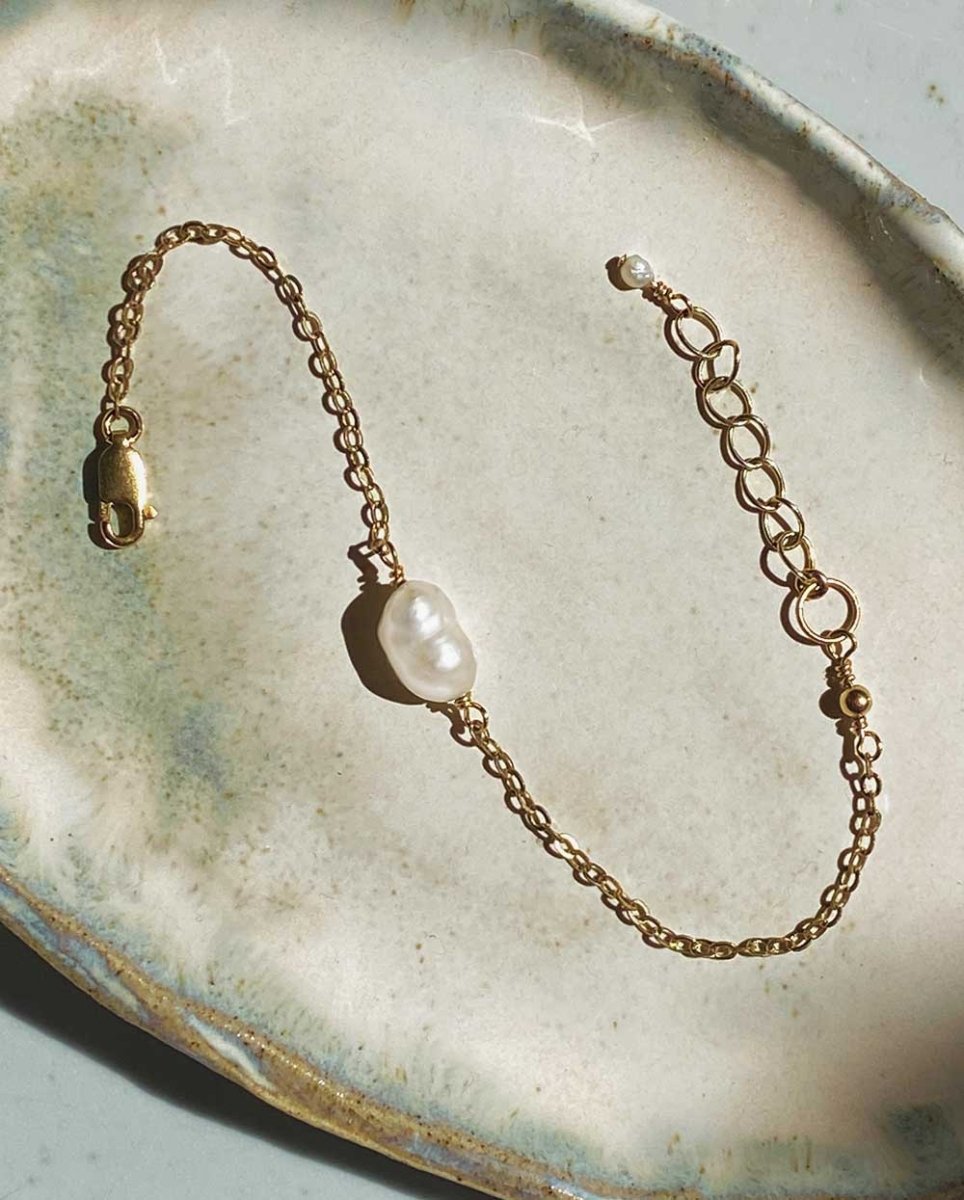 Pearl bracelet chain style handmade jewellery by Angela Wozniak Jewellery