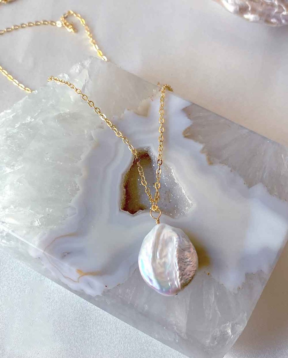 Radiance Keshi Coin Pearl NecklaceNecklaces14K Gold FilledAngela Wozniak Jewellery