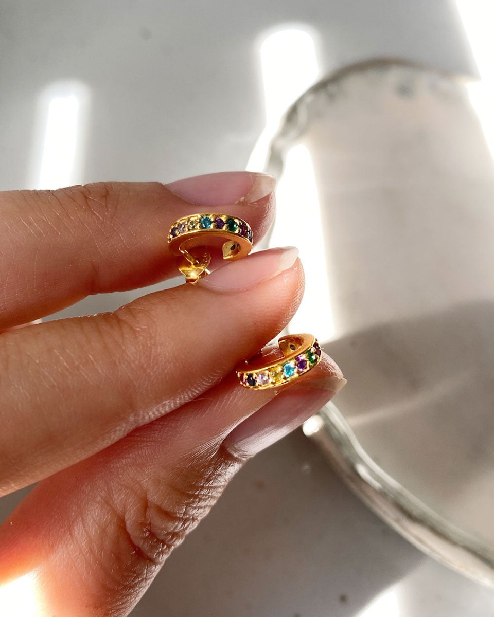 Rainbow Sparkle Hoop EarringsHoop Earrings14K Gold VermeilAngela Wozniak Jewellery