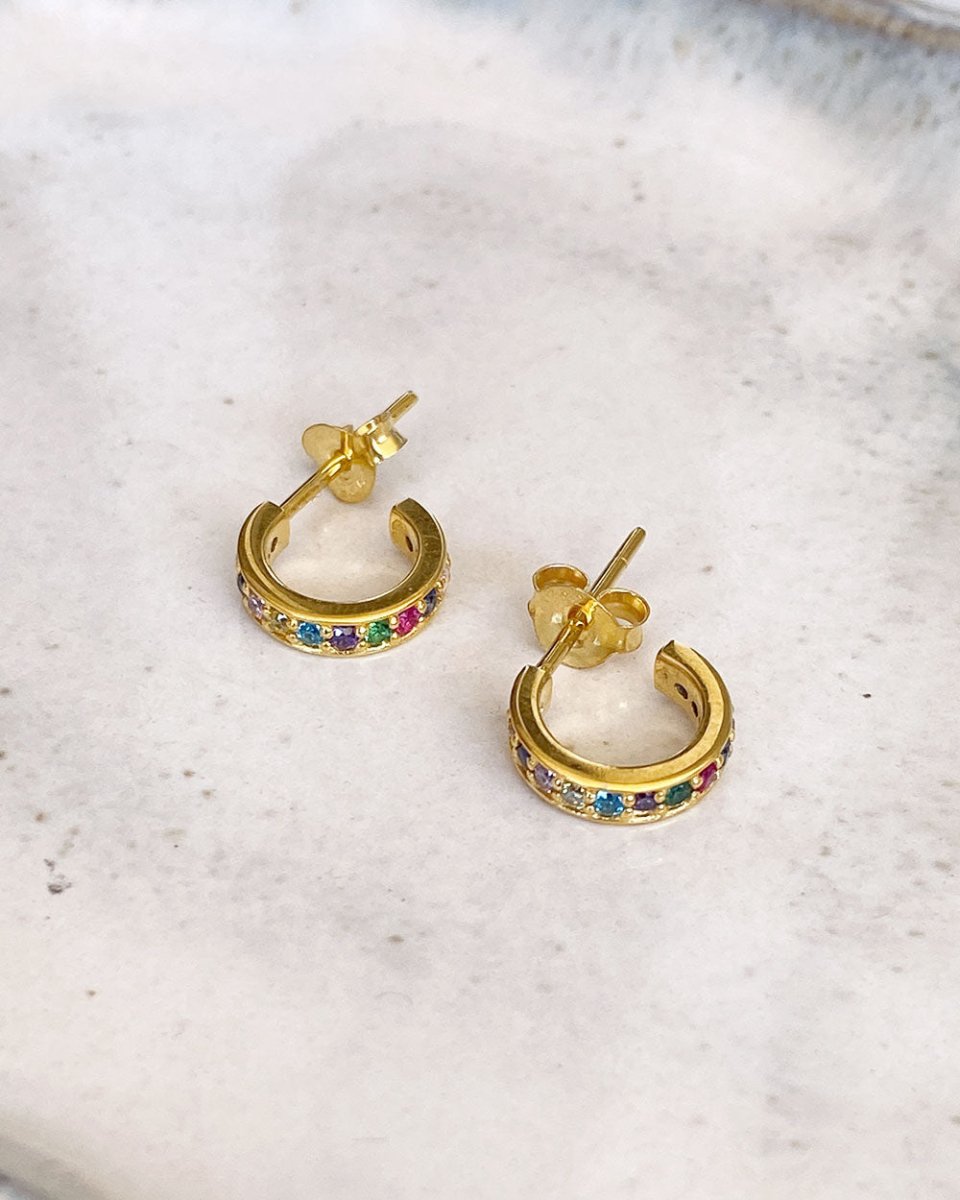 Rainbow Sparkle Hoop EarringsHoop Earrings14K Gold VermeilAngela Wozniak Jewellery