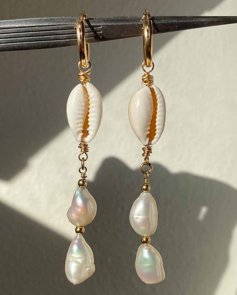 Sea Princess Cowrie Shell EarringsHoop Earrings14K Gold FilledAngela Wozniak Jewellery