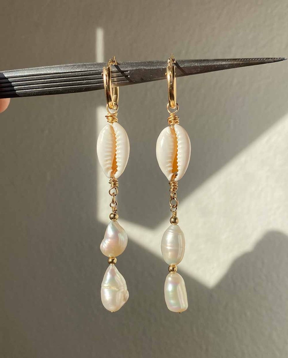 Sea Princess Cowrie Shell EarringsHoop Earrings14K Gold FilledAngela Wozniak Jewellery