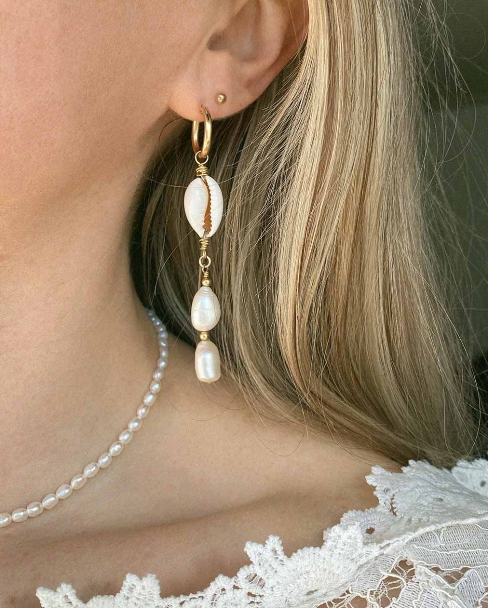 Sea Princess Cowrie Shell EarringsHoop Earrings14K Gold FilledAngela Wozniak Jewellery