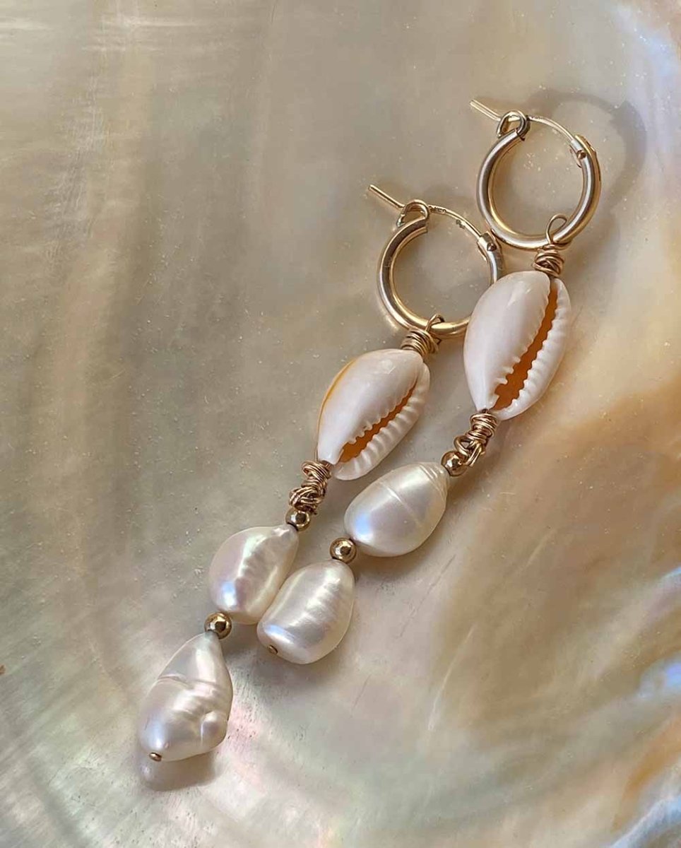 Sea Princess Cowrie Shell EarringsHoop Earrings14K Gold FilledAngela Wozniak Jewellery