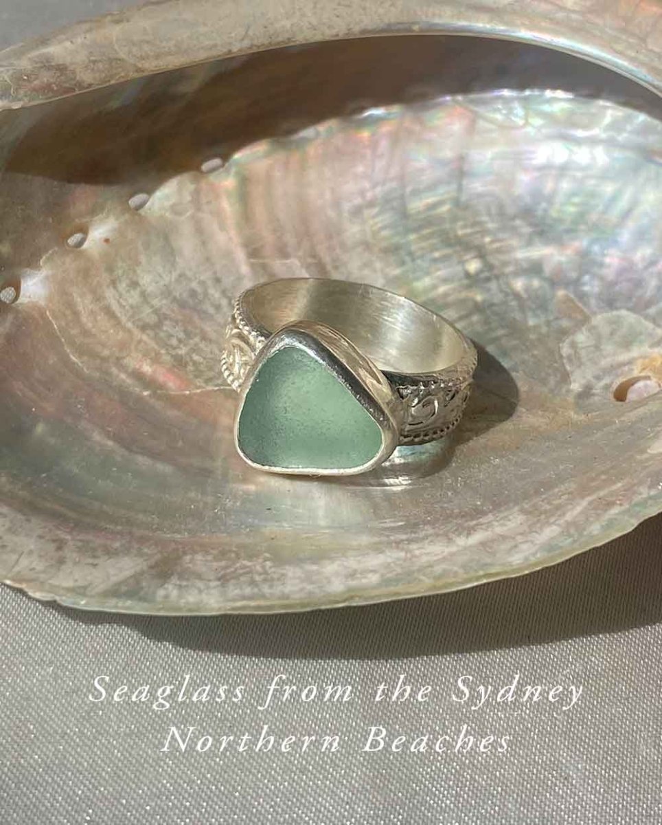 Seafoam Blue Sea Glass Ring - Size 6RingsReady - To - ShipAngela Wozniak Jewellery