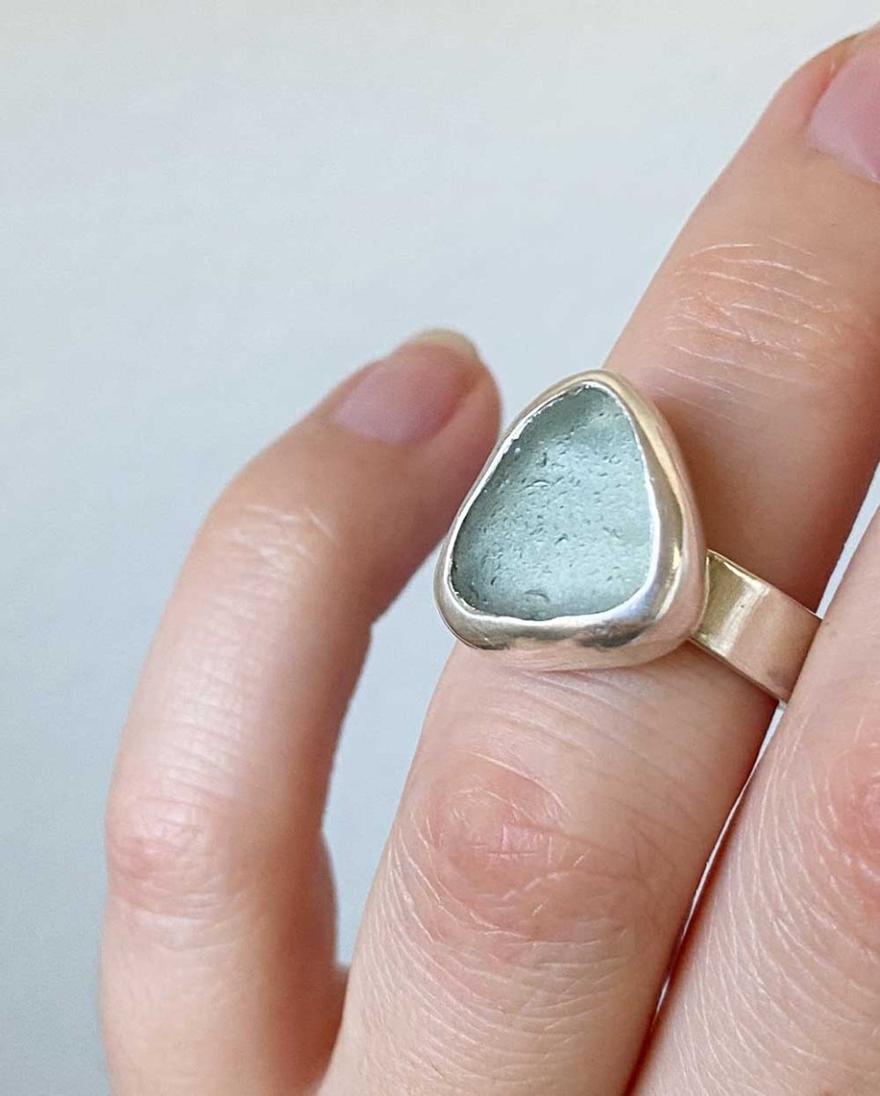 Seafoam Seaglass Ring for MollySeaglass RingSterling SilverAngela Wozniak Jewellery