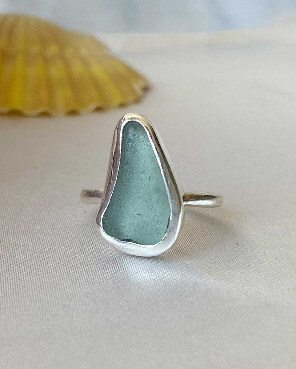 Seafoam Seaglass Ring - 6 Sterling Silver