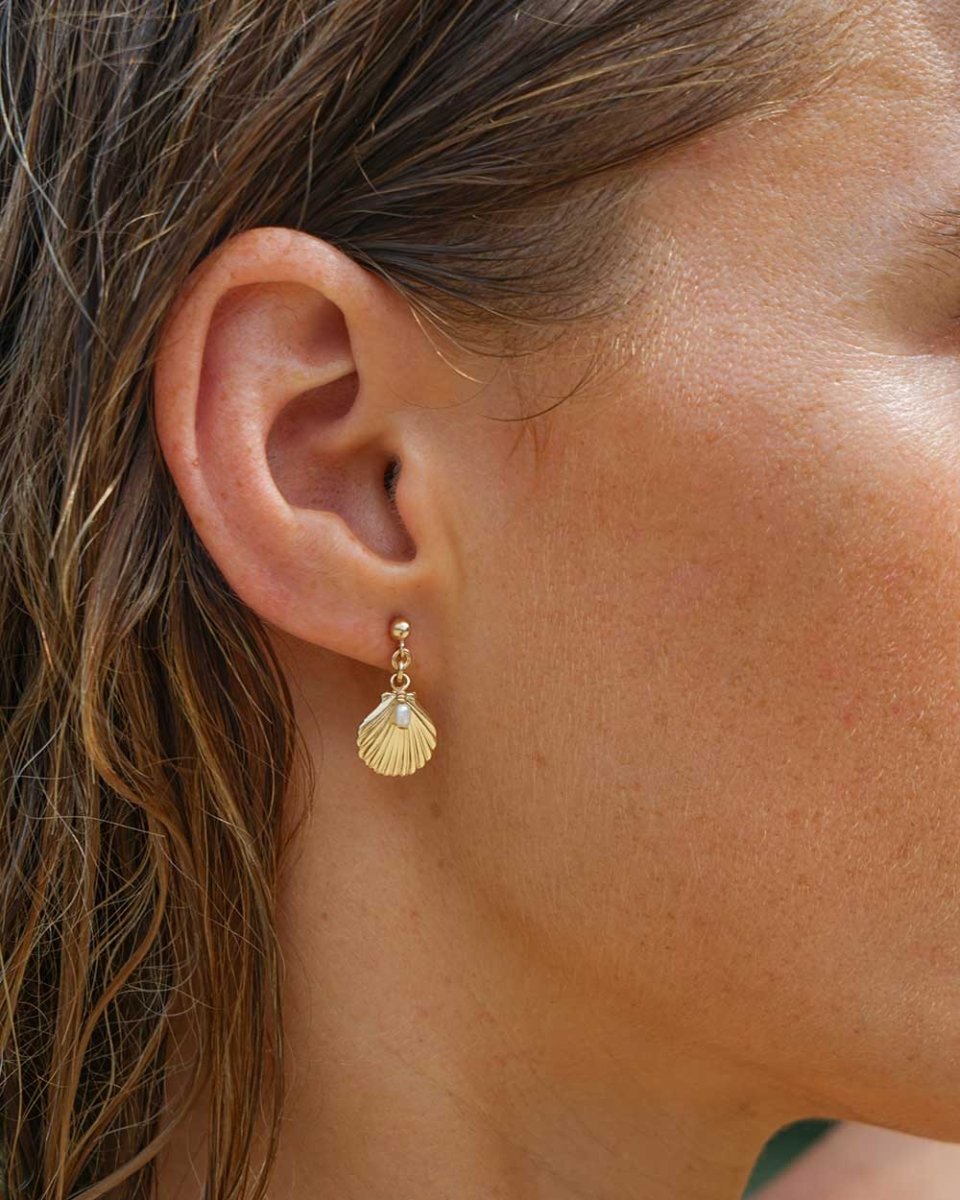 Shell & Pearl Drop EarringsStud Earrings14K Gold FilledAngela Wozniak Jewellery
