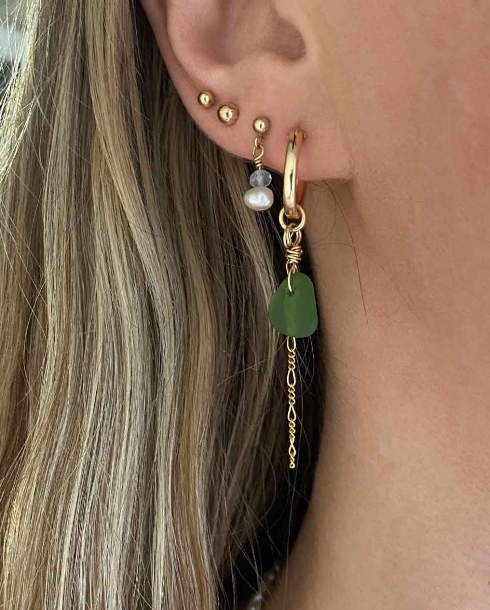 Siren Swing Sea Glass Hoop EarringsEarringsMade - To - OrderAngela Wozniak Jewellery