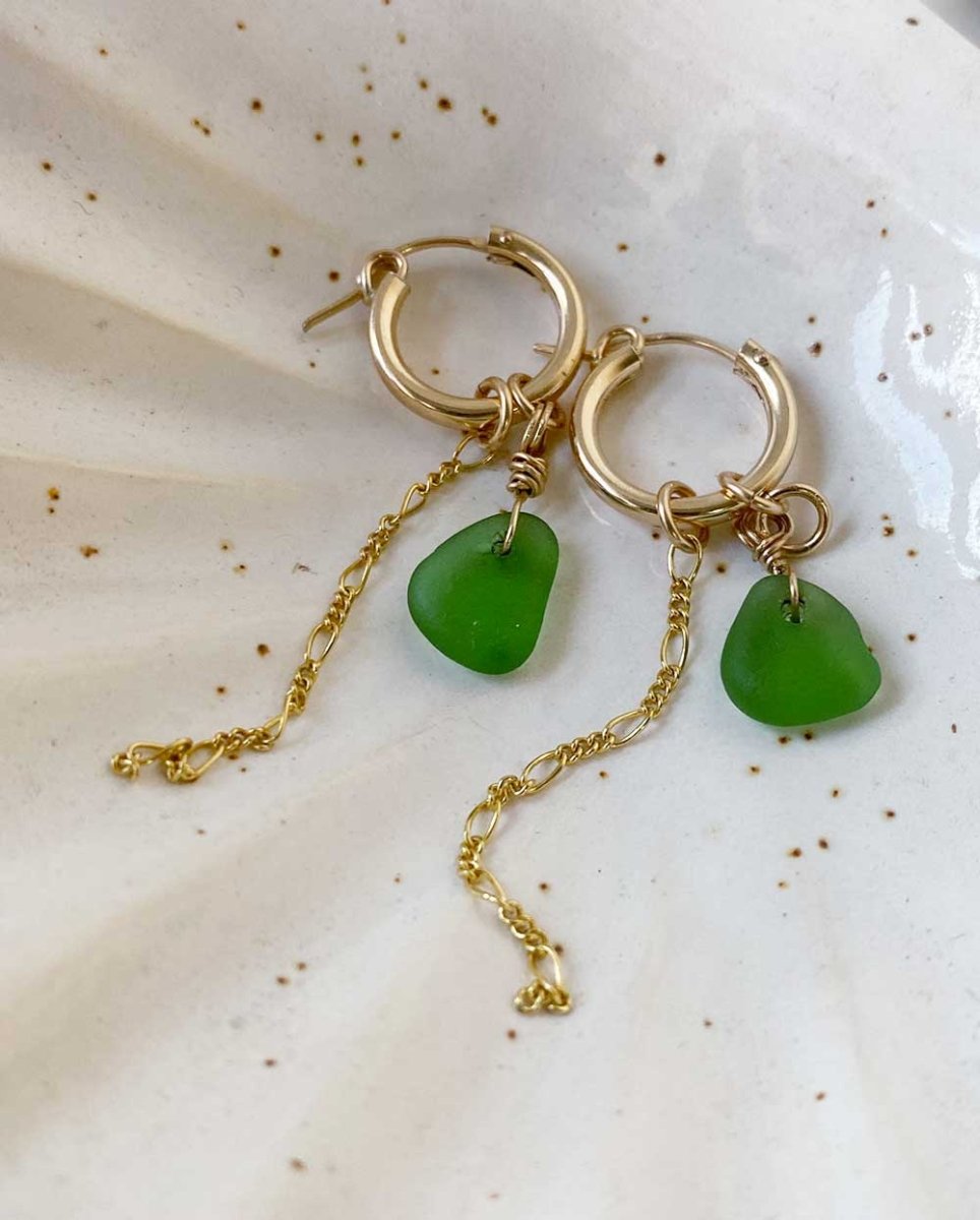 Siren Swing Sea Glass Hoop EarringsEarringsMade - To - OrderAngela Wozniak Jewellery
