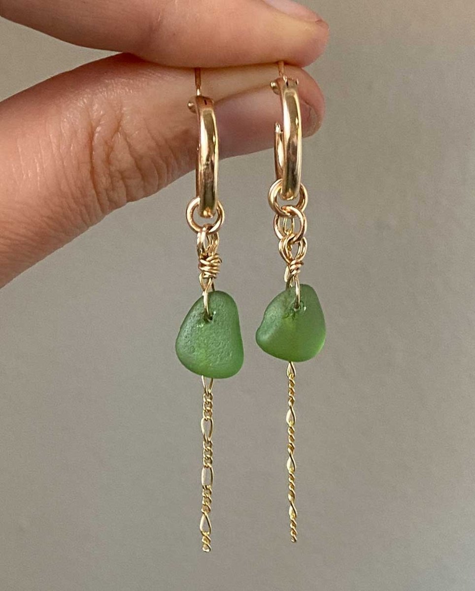 Siren Swing Sea Glass Hoop EarringsEarringsMade - To - OrderAngela Wozniak Jewellery