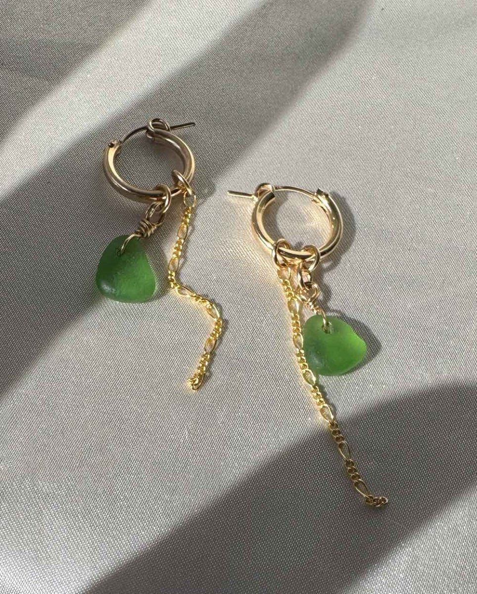 Siren Swing Sea Glass Hoop EarringsEarringsMade - To - OrderAngela Wozniak Jewellery