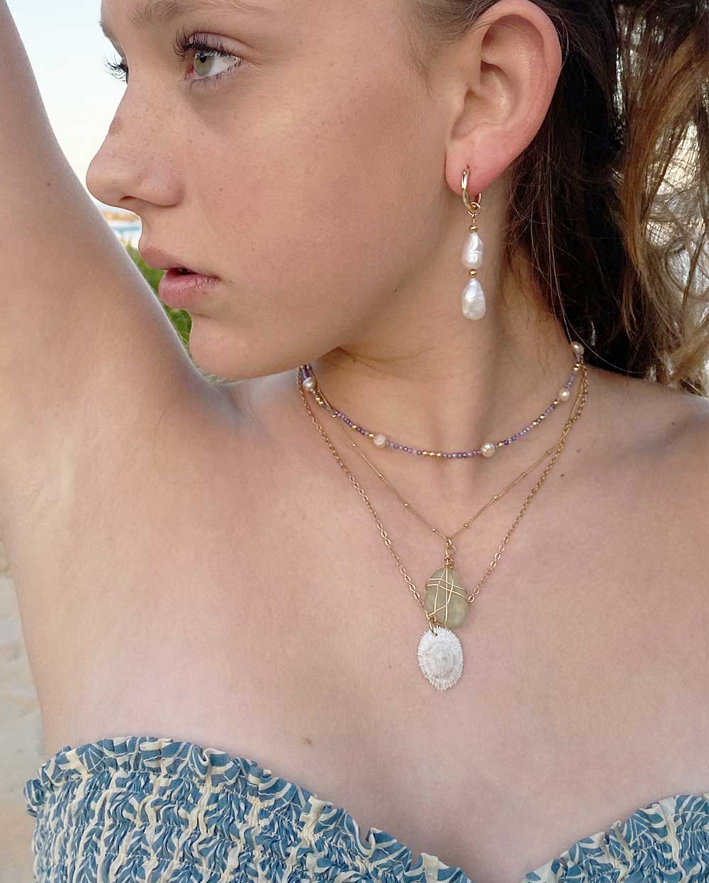 Tidal Teardrop Pearl Earrings 14K Gold Filled